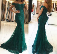 Long Mermaid Sweetheart Off-the-shoulder Tulle Lace Backless Prom Dress-27Dress