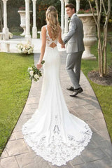 Long Mermaid Sweetheart Sleeveless Satin Lace Wedding Dress-27dress