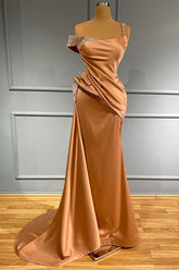 Long Off the Shoulder Mermaid Ruffles Prom Dress With Beading