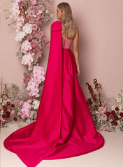 Long One Shoulder Prom Dress with Split Front and Bows-27dress