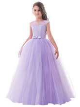 Long Princess Lace Tulle Jewel Neck Party Birthday Pageant Flower Girl Dresses-27dress