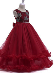 Long Princess Round Cotton Junior Bridesmaid Dress Tulle Flower Girl Dresses-27dress