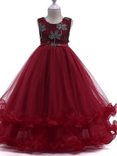 Long Princess Round Cotton Junior Bridesmaid Dress Tulle Flower Girl Dresses-27dress