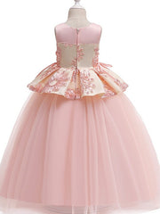 Long Princess Round Cotton Tulle Flower Girl Dresses-27dress