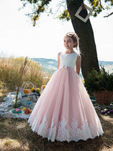 Long Princess Tulle Cotton Jewel Neck Party Birthday Pageant Flower Girl Dresses-27dress