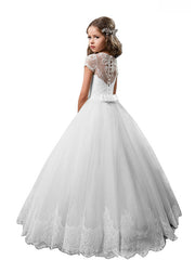 Long Princess Tulle Lace Wedding Birthday First Communion Flower Girl Dresses-27dress