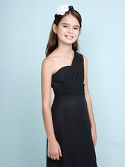 Long Sheath One Shoulder Flower Girl Dresses Chiffon Junior Bridesmaid Dress-27dress