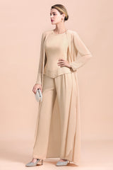 Long Sleeves Jacket Chiffon Mother of the Bride Dress Jumpsuit-27dress
