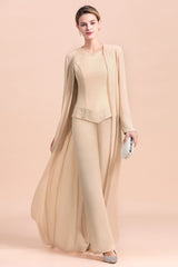 Long Sleeves Jacket Chiffon Mother of the Bride Dress Jumpsuit-27dress