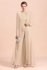 Long Sleeves Jacket Chiffon Mother of the Bride Dress Jumpsuit-27dress