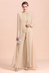 Long Sleeves Jacket Chiffon Mother of the Bride Dress Jumpsuit-27dress