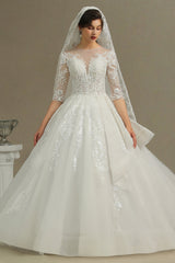 Long Sleeves Lace Wedding Dress Luxury Online-27dress