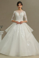 Long Sleeves Lace Wedding Dress Luxury Online-27dress