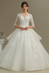 Long Sleeves Lace Wedding Dress Luxury Online-27dress