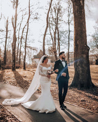 Long Sleeves Lace Wedding Dress Mermaid Off-the-Shoulder-27dress