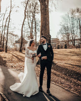 Long Sleeves Lace Wedding Dress Mermaid Off-the-Shoulder-27dress