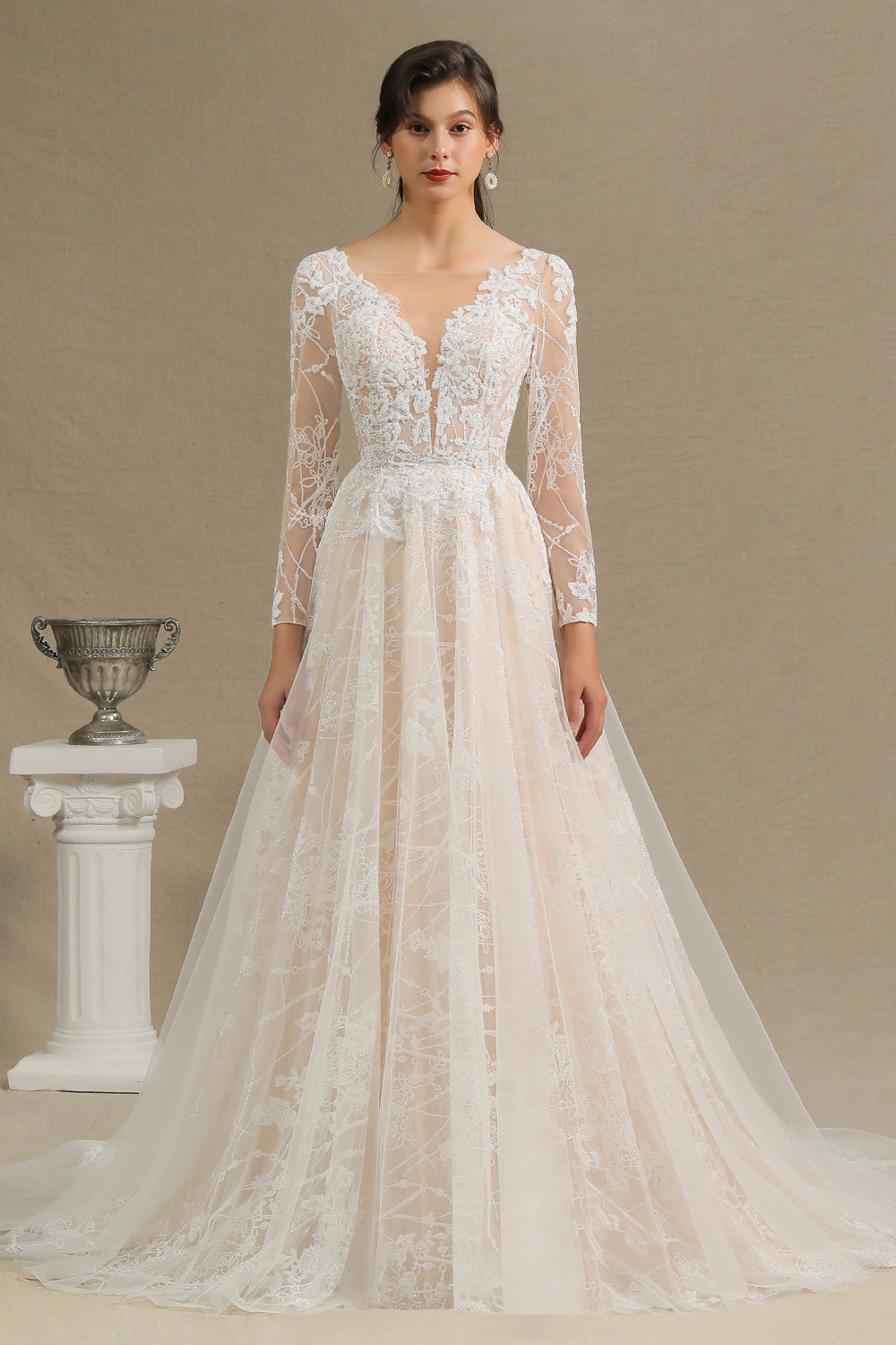 Long Sleeves Lace Wedding Dress Online-27dress
