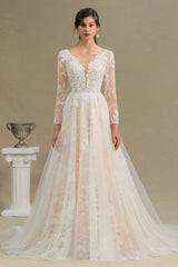 Long Sleeves Lace Wedding Dress Online-27dress