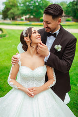 Long Sleeves Lace Wedding Dress Princess Square Online-27dress