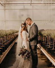 Long Sleeves Mermaid Wedding Dress Boho Lace Bridal Gowns-27dress