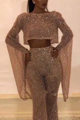 Long Sleeves Sequined Backless Prom Jumpsuits for Women-27dress