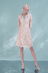 27Dress Long Sleeves Short Lace Short Dresses with Bow