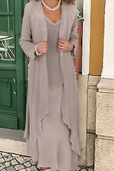 Long Sleeves V-neck Chiffon Mother Of the Bride Dress-27dress