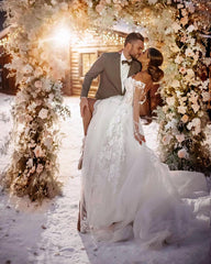 Long Sleeves Wedding Dress Off-the-Shoulder With Lace Appliques-27dress