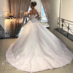 Long Sleeves Wedding Dress Princess Bridal Wear With Lace Appliques-27dress