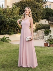 Long V-neck Backless Satin A-line Bridesmaid Dresses-27dress