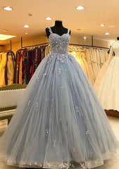 Long/Floor-Length Tulle Prom Ball Gown Sweetheart Dress With Lace-27dress