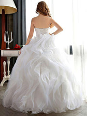 Look Like a Princess in Sweetheart Organza Ball Gown Wedding Dress With Cascading Ruffles