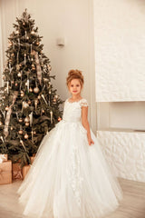 Lovely Long Princess Tulle Lace Flower Girl Dress-27Dress