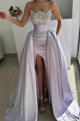 Luxurious Sleeveless Sequined Prom Dress with Detachable Train-27dress