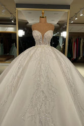 Luxurious Sweetheart Ball Gown Wedding Dress With Beadings-27dress