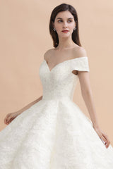 Luxury Ball Gown Off-the-Shoulder Sweetheart Wedding Dress Sleeveless Lace Satin Bridal Gowns On Sale-27dress