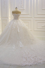 Luxury Ball Gown Strapless Tulle Wedding Dress Lace Appliques Sleeveless Sequined Bridal Gowns On Sale-27dress