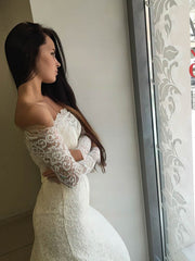Mermaid Off-the-shoulder Lace Sweep Train Wedding Dress
