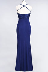 Mermaid Spandex Spaghetti Straps Ruffle Lace Bridesmaid Dress-27dress