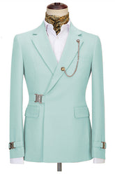 Mint New Arrival Notched Lapel Two Pieces Green Prom Suits