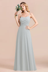 Mist Spaghetti-Straples Long Chiffon Bridesmaid Dresses Online-27dress