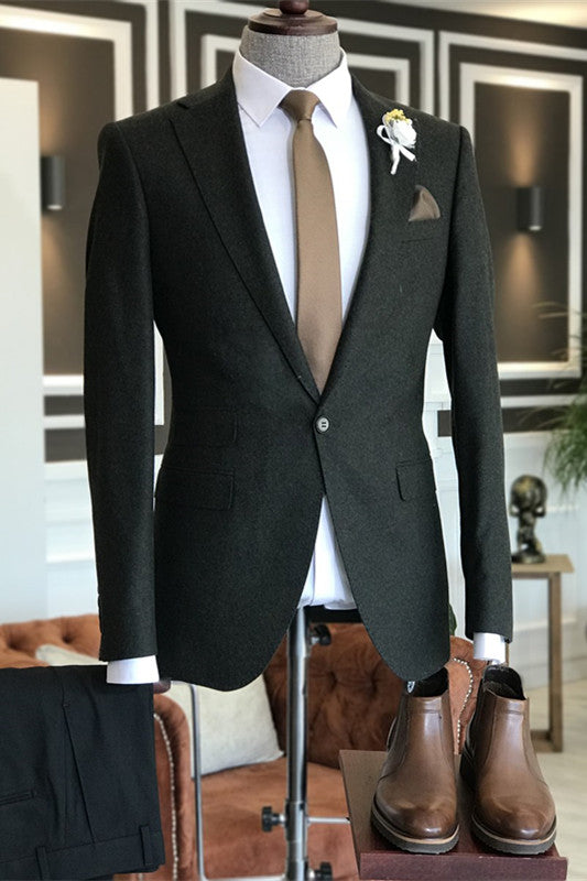 Modern Dark Green Notched Lapel Men Suits For Wedding