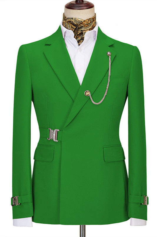 Modern Notched Lapel Green Prom Suits For Men
