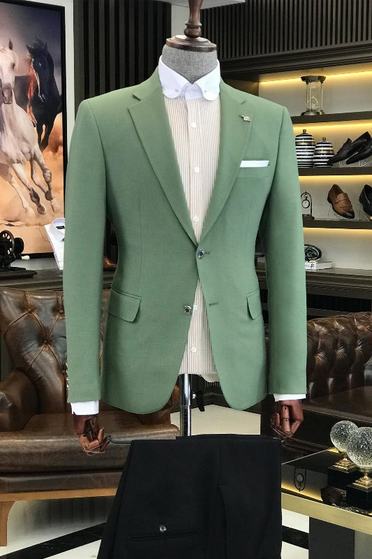Modern Jade Notched Lapel Two Pieces Men Suits For Prom
