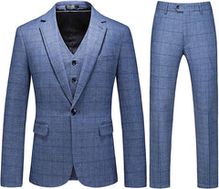 Modern Light Blue Notched Lapel Three Pieces Men Suits For Business