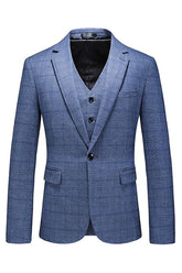 Modern Light Blue Notched Lapel Three Pieces Men Suits For Business