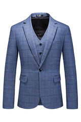 Modern Light Blue Notched Lapel Three Pieces Men Suits For Business