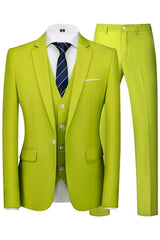 Modern Mint Notched Lapel Three Pieces Green Prom Suits