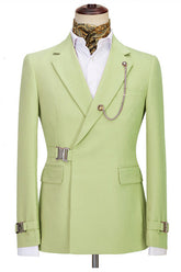 Modern Olive Green Special Button Notched Lapel Prom Men Suits