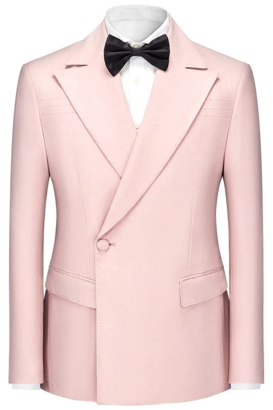 Modern Peaked Lapel Pink Prom Suits For Men
